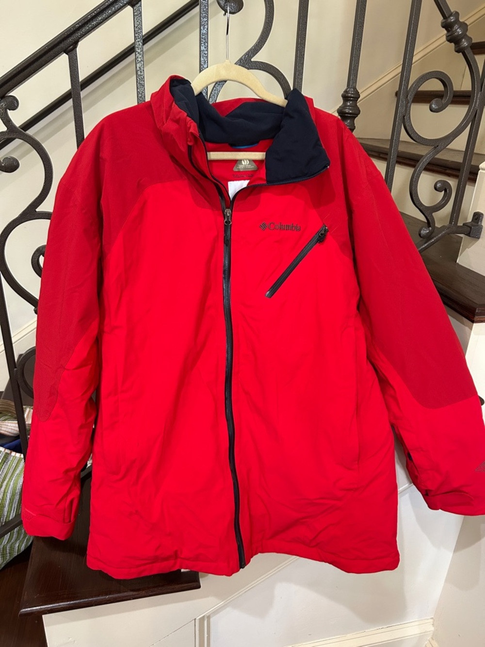 Columbia Kids Red Puffer Jacket with Black Collar Trim